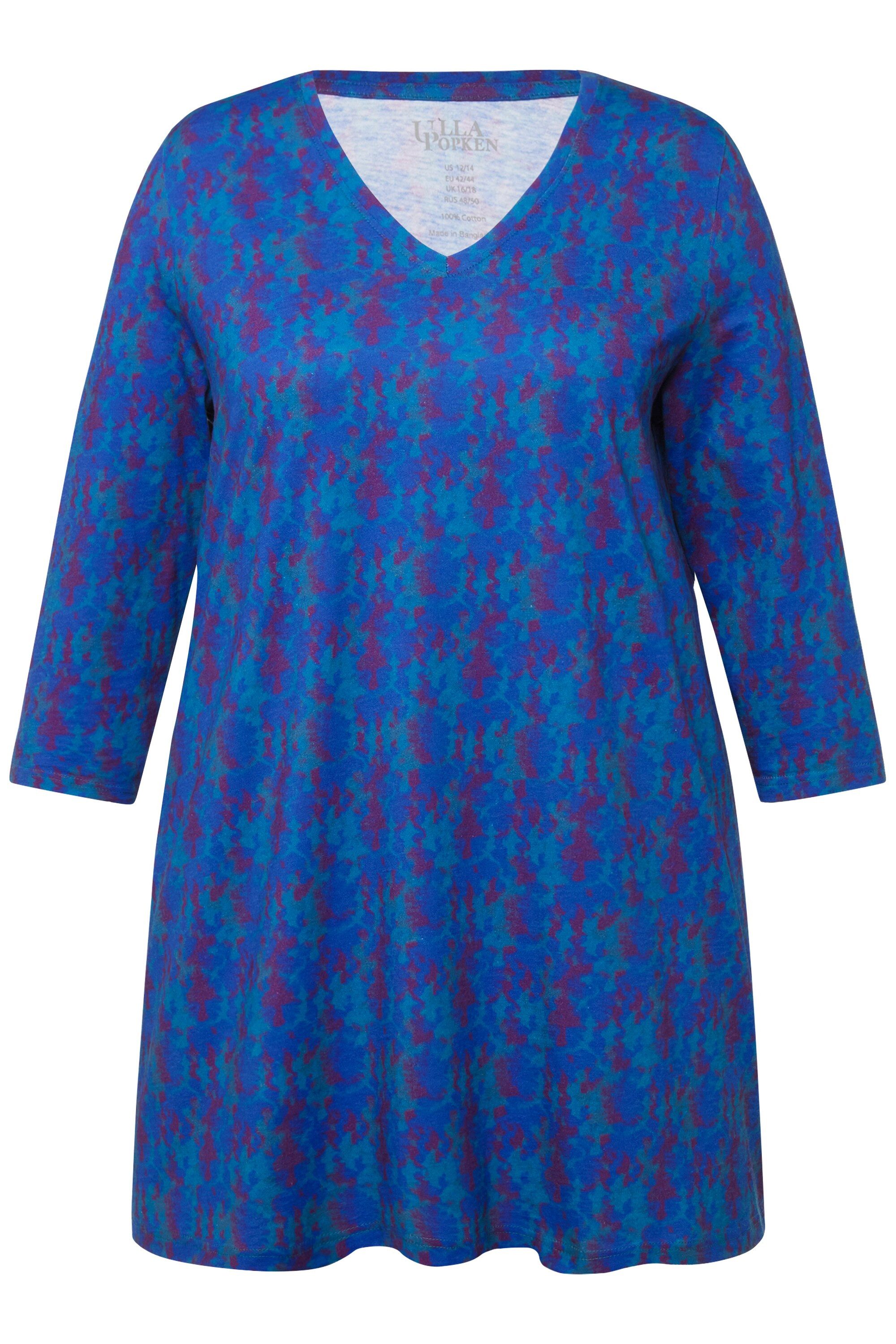 Ulla Popken Longshirt Longshirt Batikmuster A-Linie günstig online kaufen