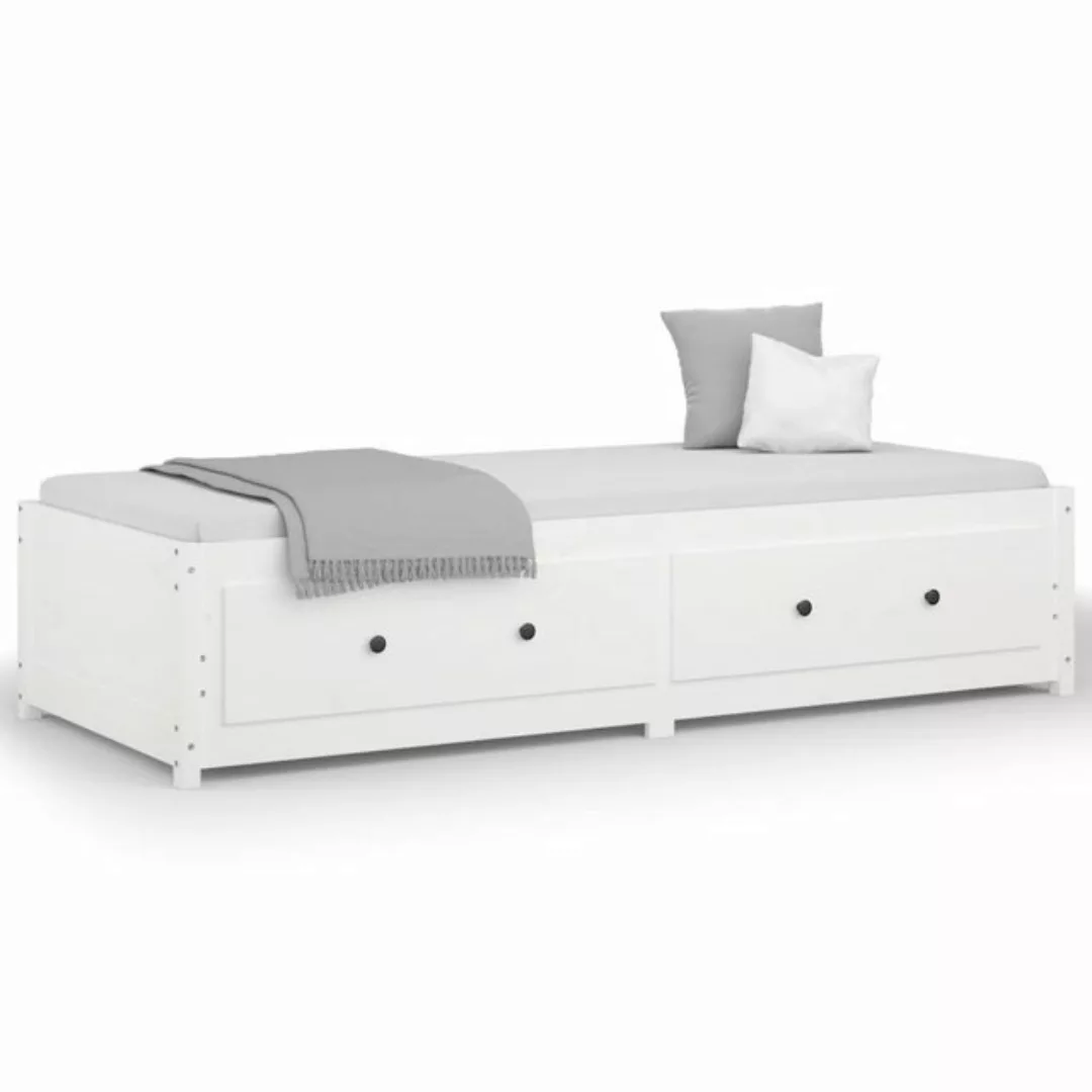 vidaXL Bettgestell Gästebett Tagesbett Weiß 90x190 cm 3FT Single Massivholz günstig online kaufen