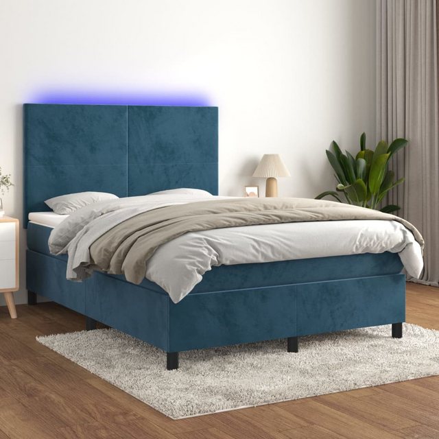 vidaXL Bettgestell Boxspringbett mit Matratze LED Rosa 140x190 cm Samt Bett günstig online kaufen