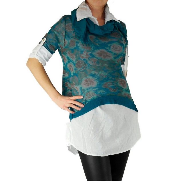 YESET Blusenponcho Hemd Shirt Tunika Poncho Bluse Tank TOP 3 Teile SET T-Sh günstig online kaufen