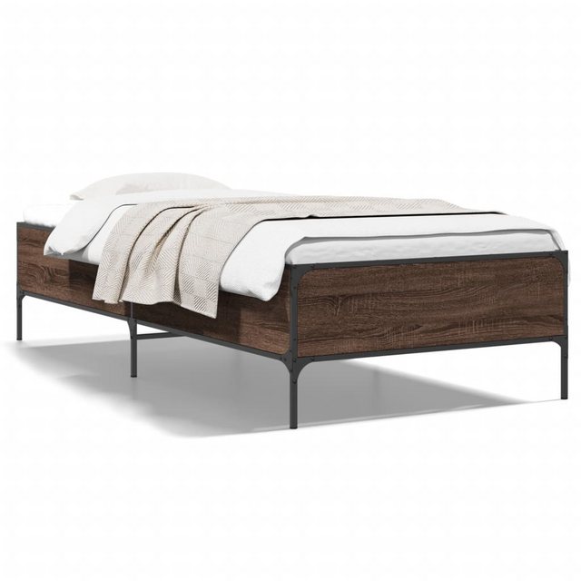 vidaXL Bett Bettgestell Grau Sonoma 90x190 cm Holzwerkstoff und Metall günstig online kaufen