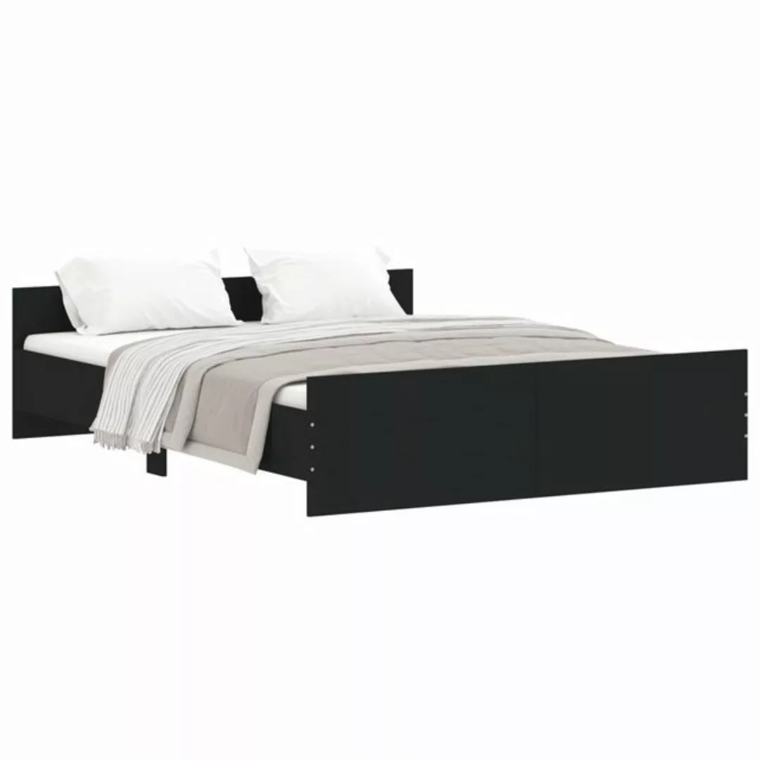 furnicato Bett Bettgestell mit Kopf- und Fußteil Schwarz 150x200 cm günstig online kaufen