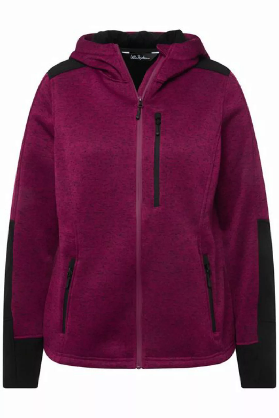 Ulla Popken Sweatjacke Fleecejacke Reflektordruck Kapuze Daumenloch günstig online kaufen