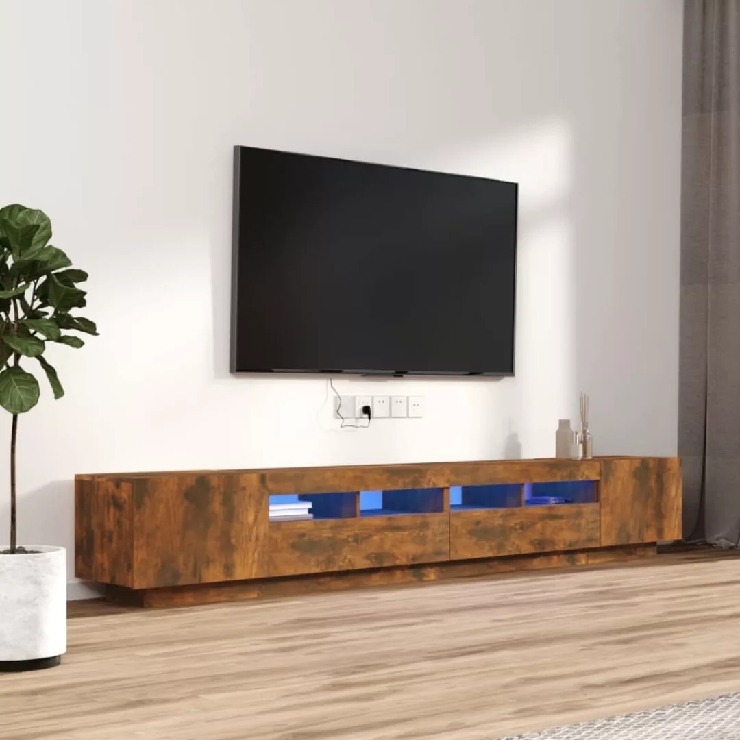 Vidaxl 3-tlg. Tv-schrank-set Led-leuchten Räuchereiche Holzwerkstoff günstig online kaufen