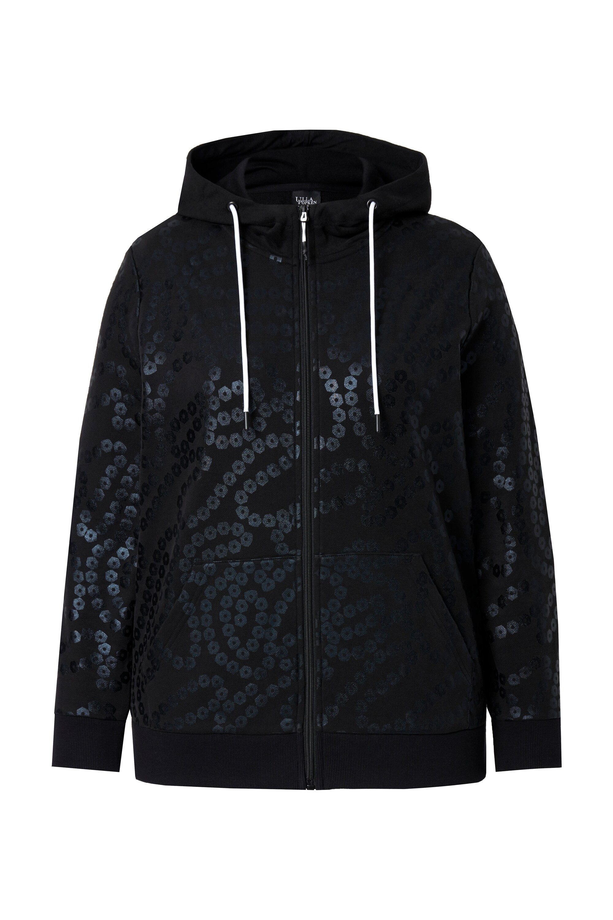 Ulla Popken Sweatjacke Hoodie Pailletten-Druck Kängurutasche günstig online kaufen