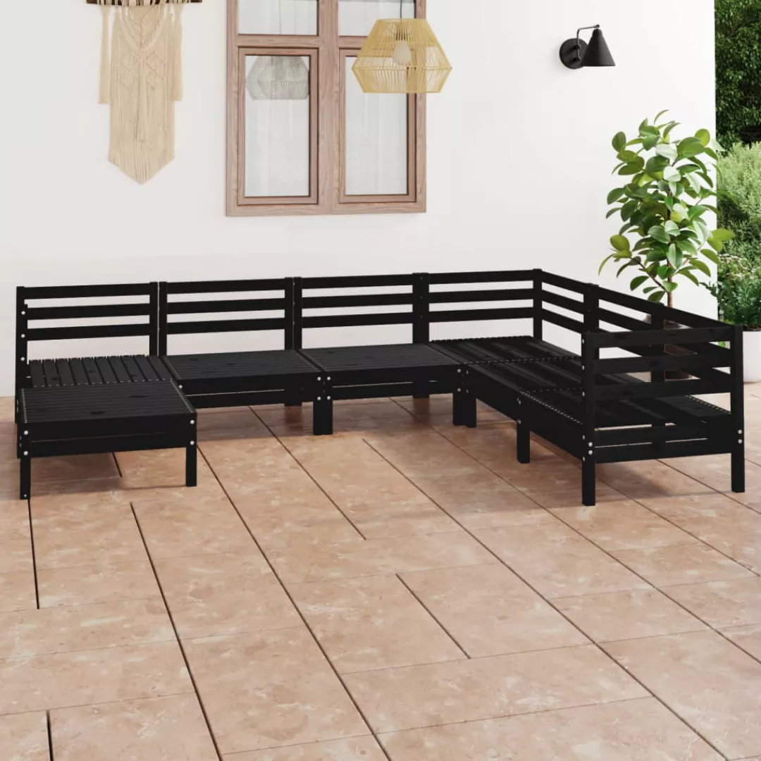 7-tlg. Garten-lounge-set Massivholz Kiefer Schwarz günstig online kaufen