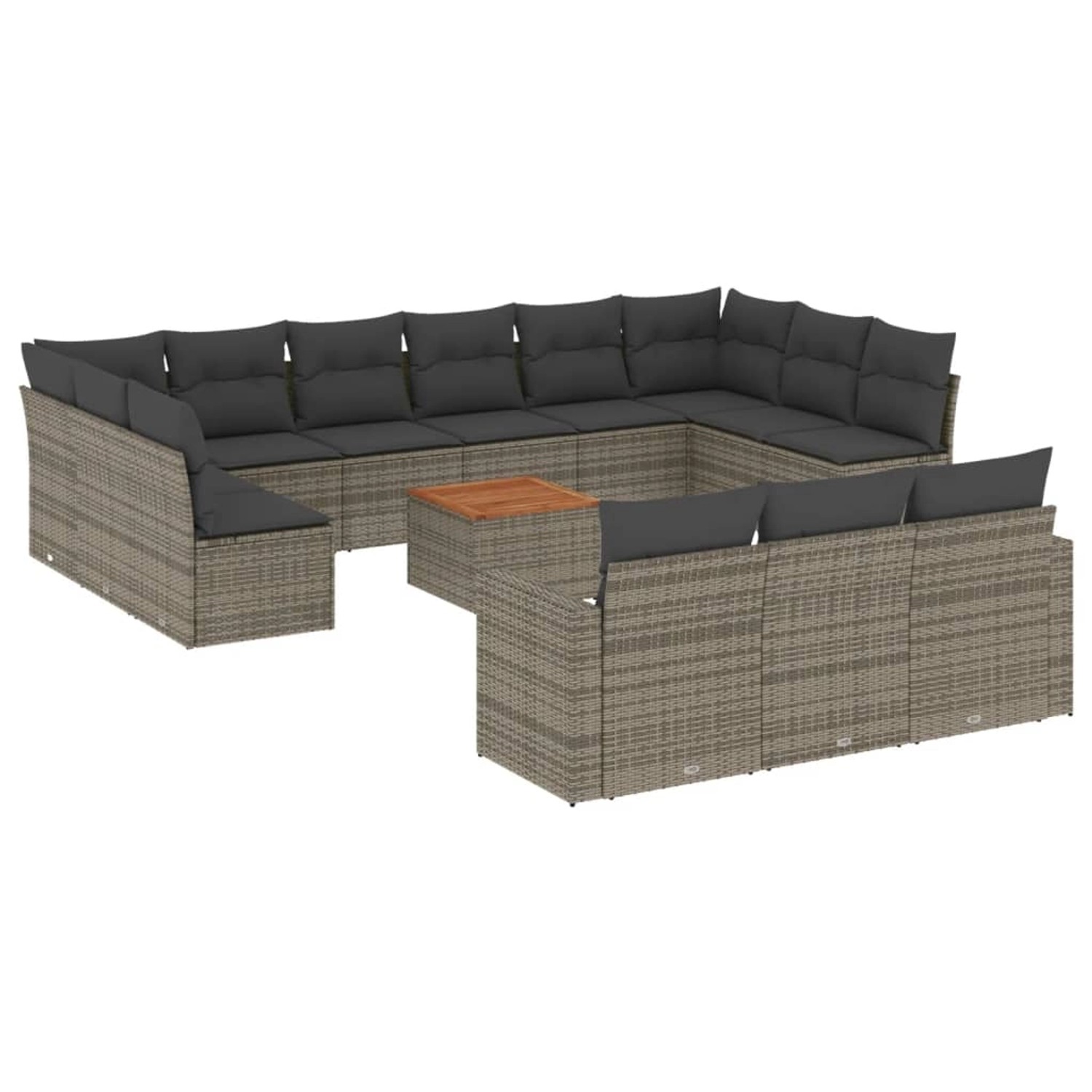 vidaXL 14-Tlg Garten-Sofagarnitur mit Kissen Grau Poly Rattan 3256697 günstig online kaufen