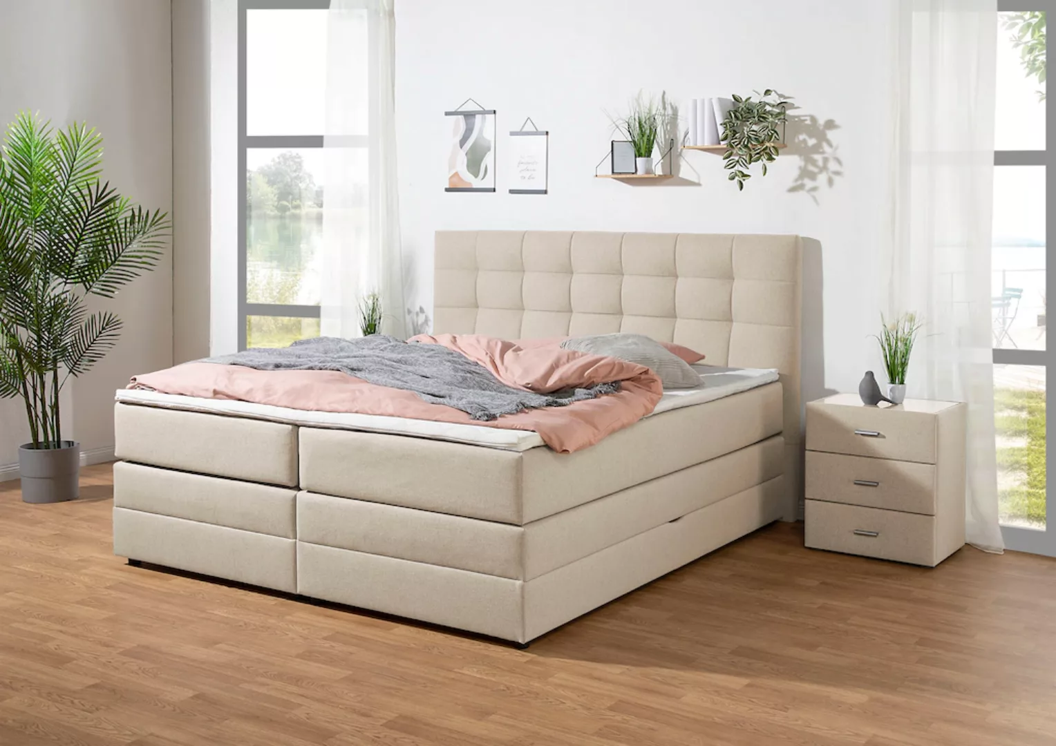 Places of Style Boxspringbett "Ethan", inkl. Topper und geräumigen Bettkast günstig online kaufen