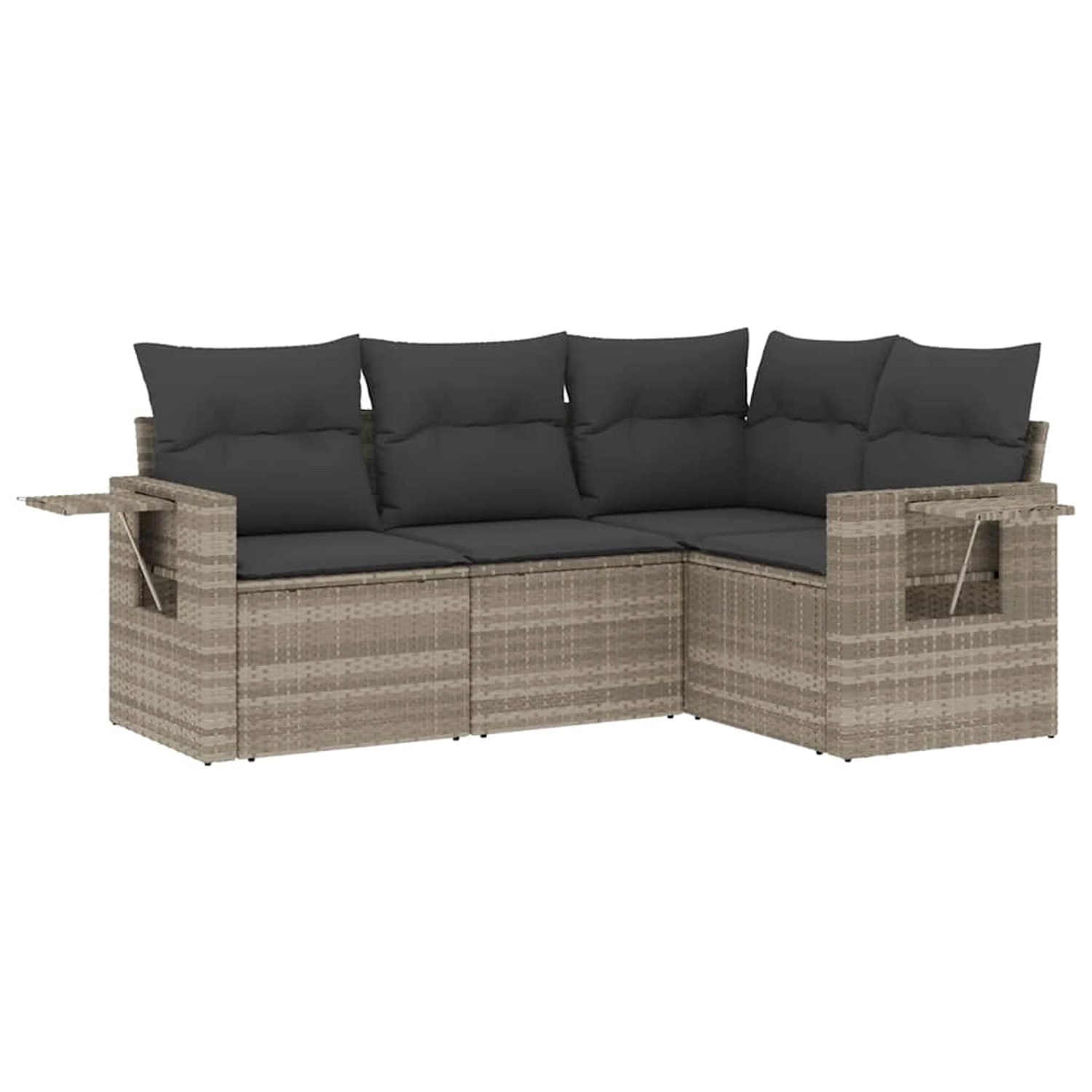 vidaXL 4-Tlg Garten-Sofagarnitur mit Kissen Hellgrau Poly Rattan 3220111 günstig online kaufen