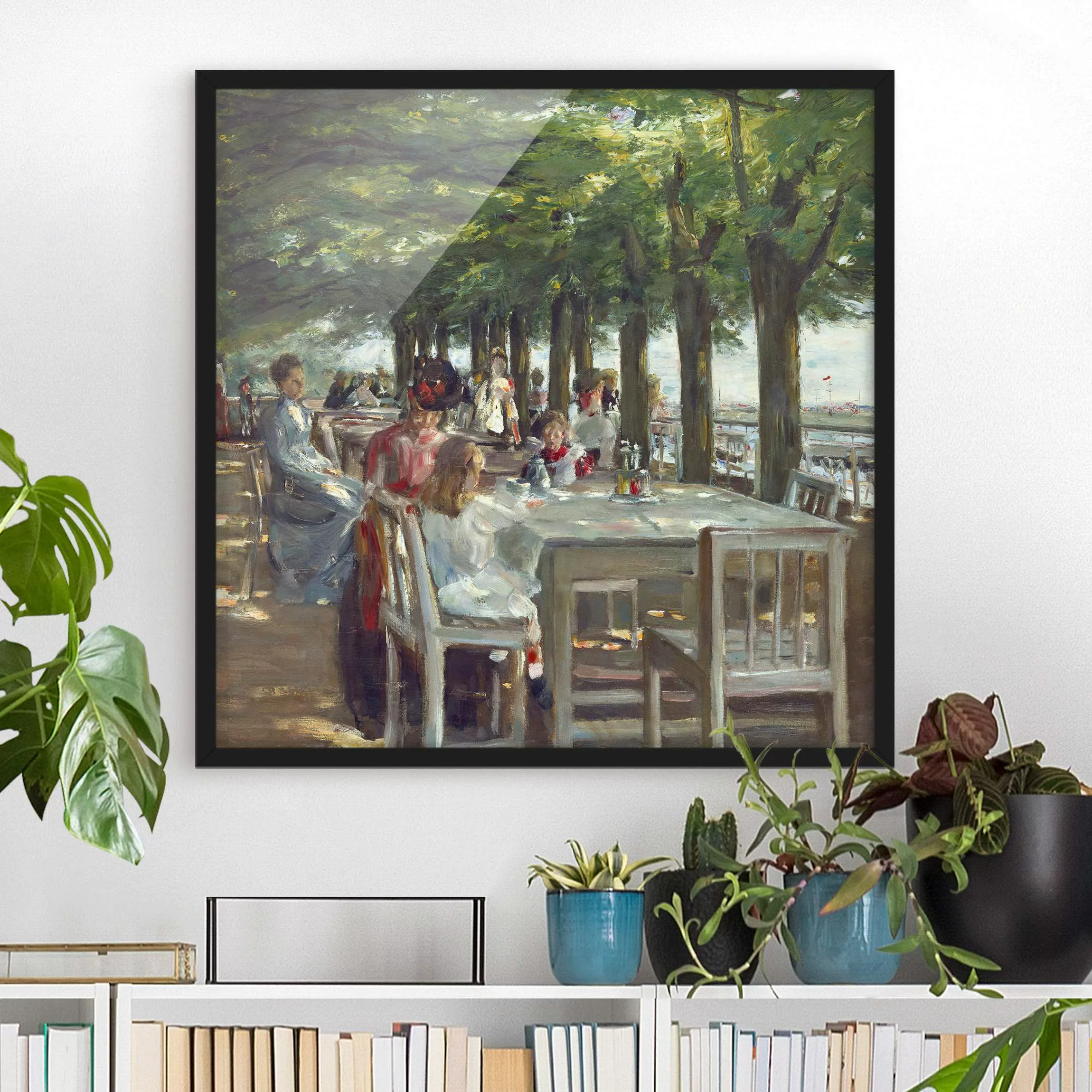 Bild mit Rahmen Kunstdruck - Quadrat Max Liebermann - Terrasse des Restaura günstig online kaufen