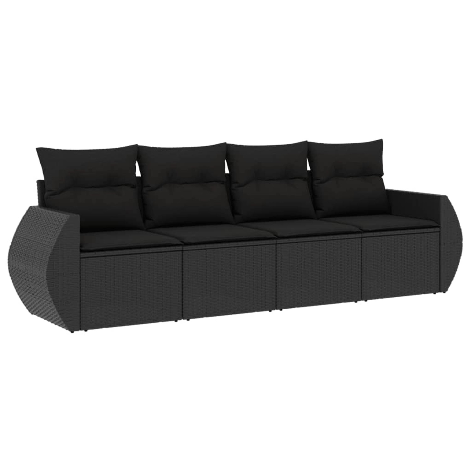 vidaXL 4-tlg Garten-Sofagarnitur mit Kissen Schwarz Poly Rattan Modell 1 günstig online kaufen