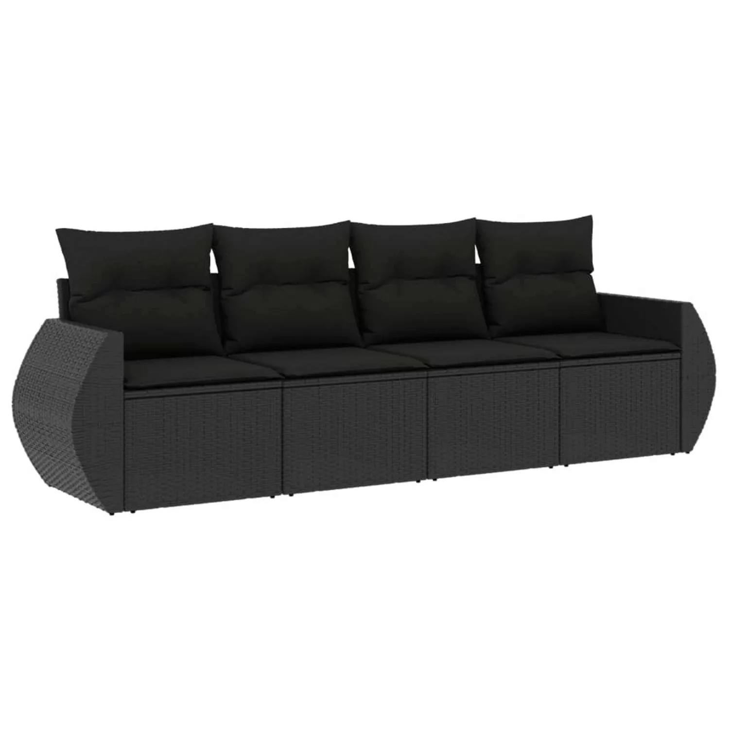 vidaXL 4-tlg Garten-Sofagarnitur mit Kissen Schwarz Poly Rattan Modell 34 günstig online kaufen