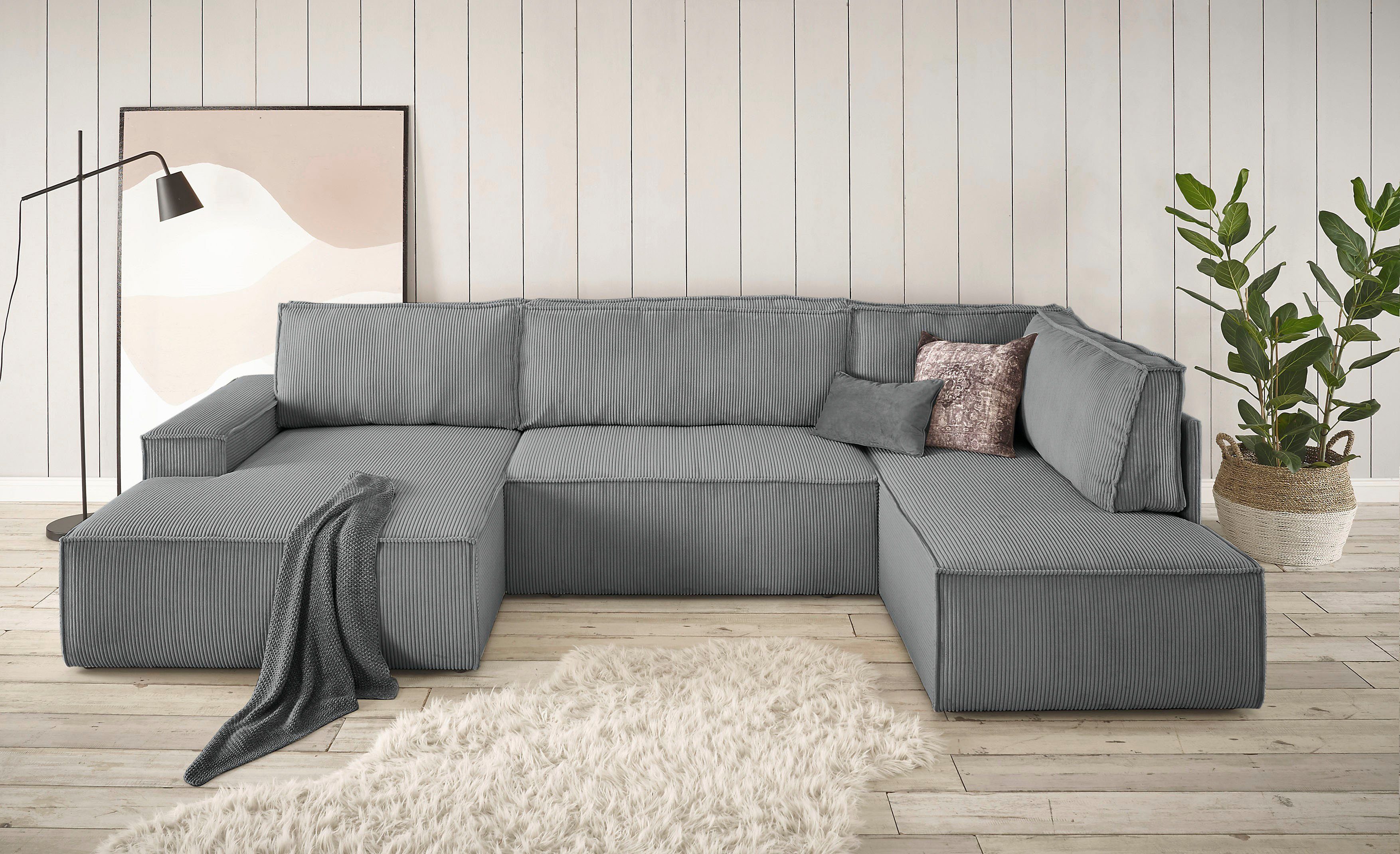 Home affaire Wohnlandschaft "SHERWOOD 329 cm, U-Form, Schlafsofa,", Schlaff günstig online kaufen