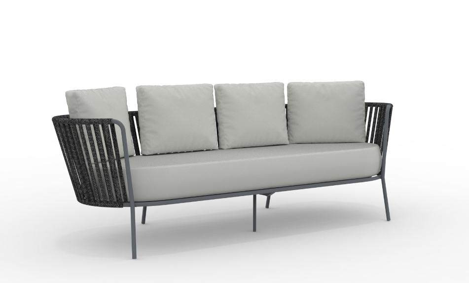 3-Sitzer Sofa Daisy Rope - wasserbeständig dunkelgrau, grau-grigio günstig online kaufen