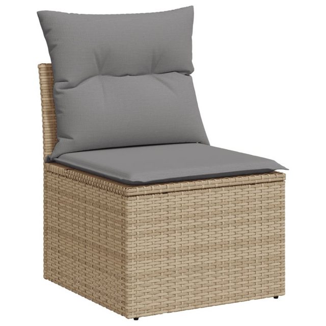 vidaXL Loungesofa Gartensessel ohne Armlehnen mit Kissen Beige Poly Rattan, günstig online kaufen