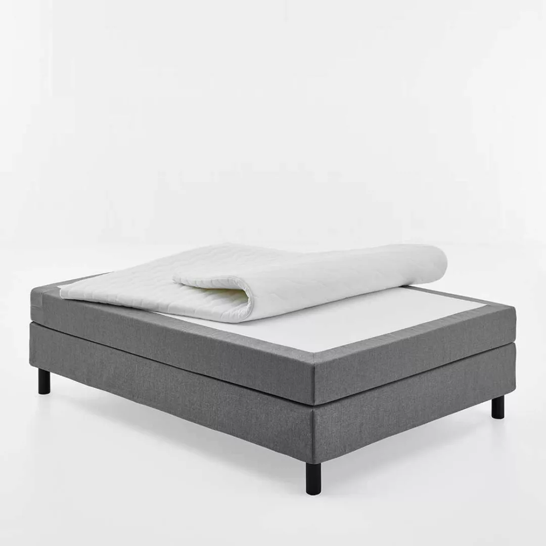 Boxspringbett 62 cm hoch Webstoff Bezug in Grau günstig online kaufen