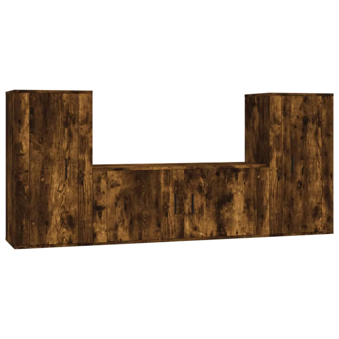 Vidaxl 3-tlg. Tv-schrank-set Räuchereiche Holzwerkstoff günstig online kaufen
