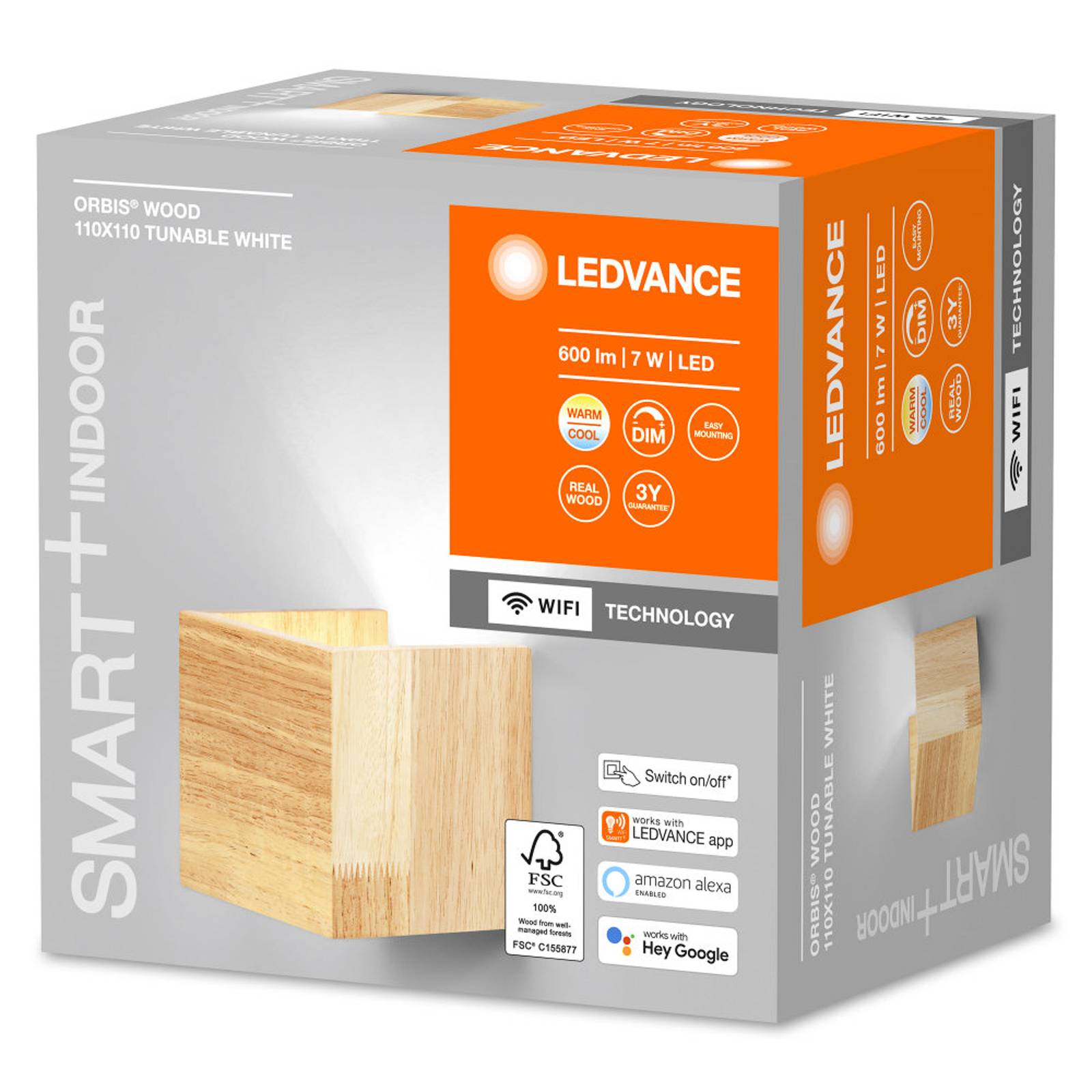 LEDVANCE SMART+ WiFi Orbis Wall Wood, 11 x 11 cm günstig online kaufen