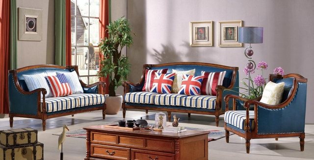 JVmoebel Sofa Amerikanische Sofagarnitur Ledersofa Couch Polster 321 Sitzer günstig online kaufen