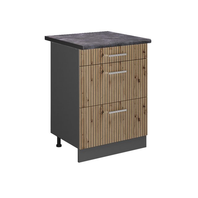 Vicco Unterschrank R-Line, Artisan-Eiche/Anthrazit, 60 cm mit Schubladen, A günstig online kaufen