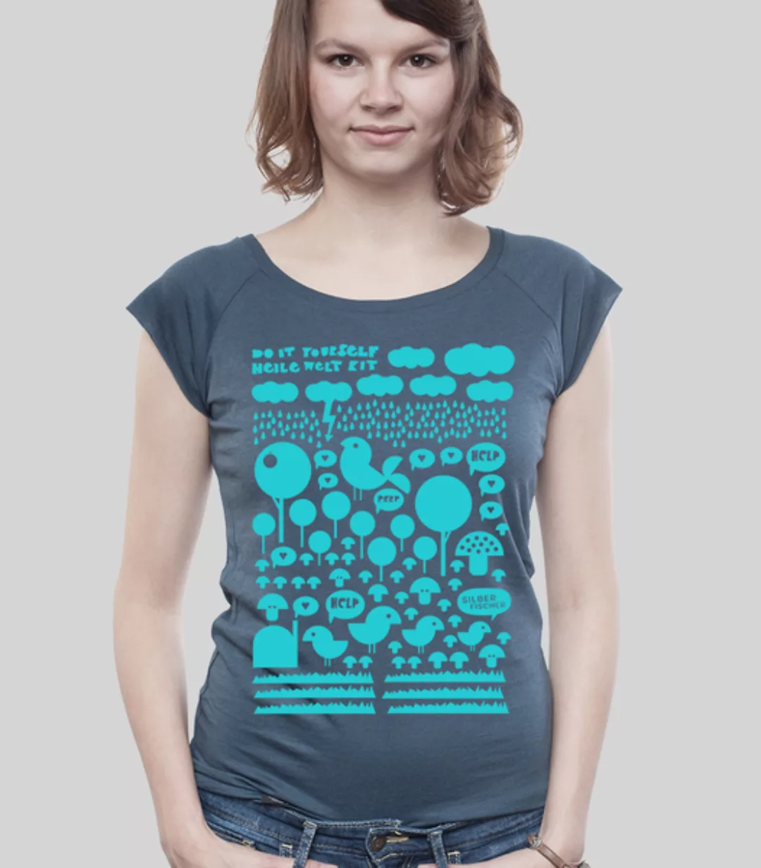 Bamboo Raglan Shirt Women Denim "Heile Welt" günstig online kaufen
