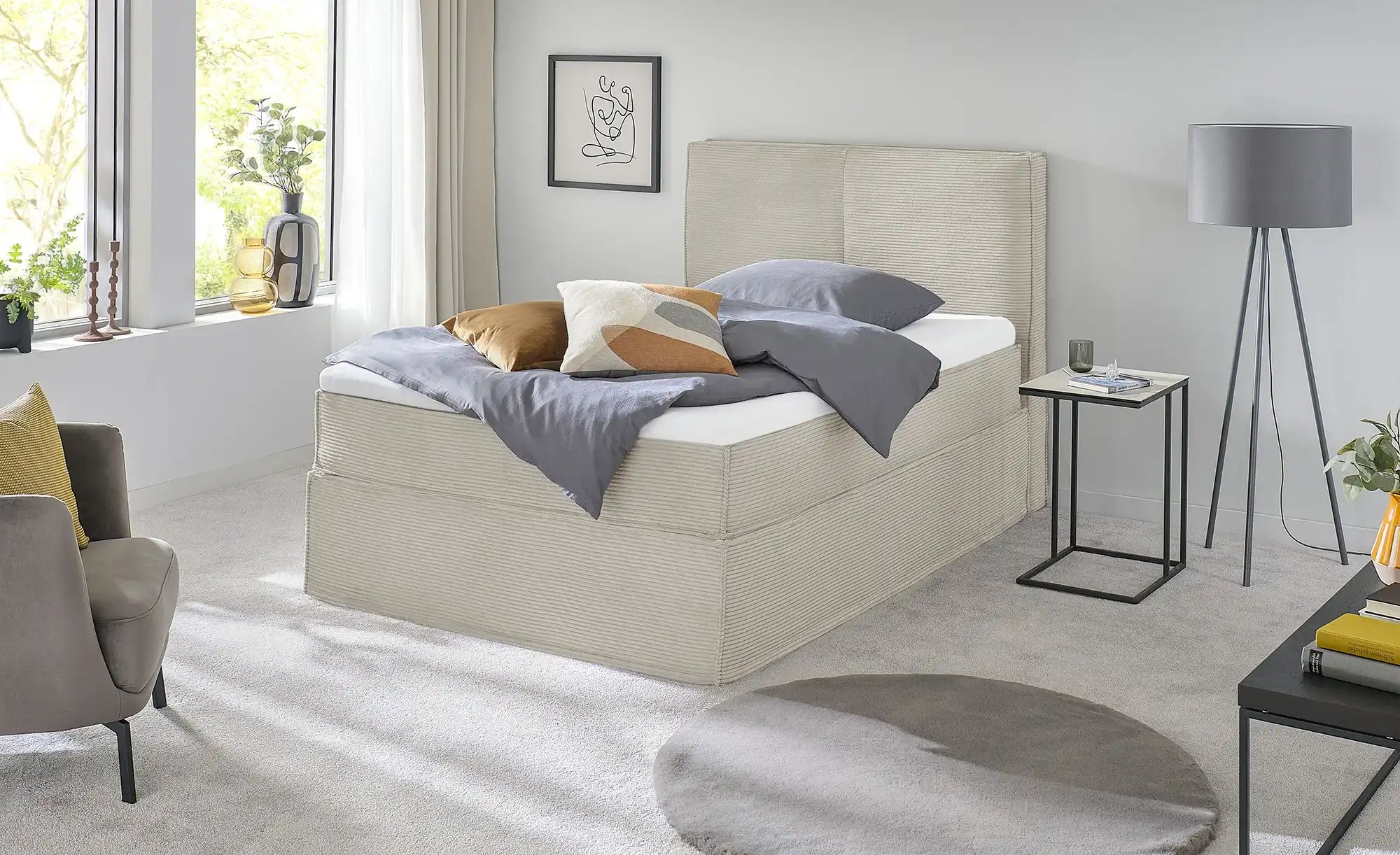 Boxi Boxspringbett mit trendigem Keder Boxi ¦ beige ¦ Maße (cm): B: 140 H: günstig online kaufen