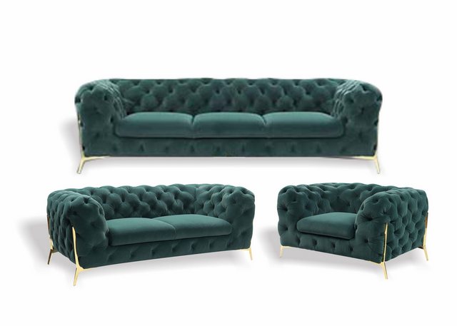 Xlmoebel Sofa Neue Designer-Sofagarnitur aus Samt in Chesterfield-Stil mit günstig online kaufen