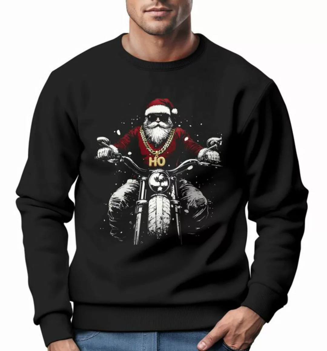 Neverless Sweatshirt Sweatshirt Herren Weihnachten Bad Santa Biker Motorrad günstig online kaufen