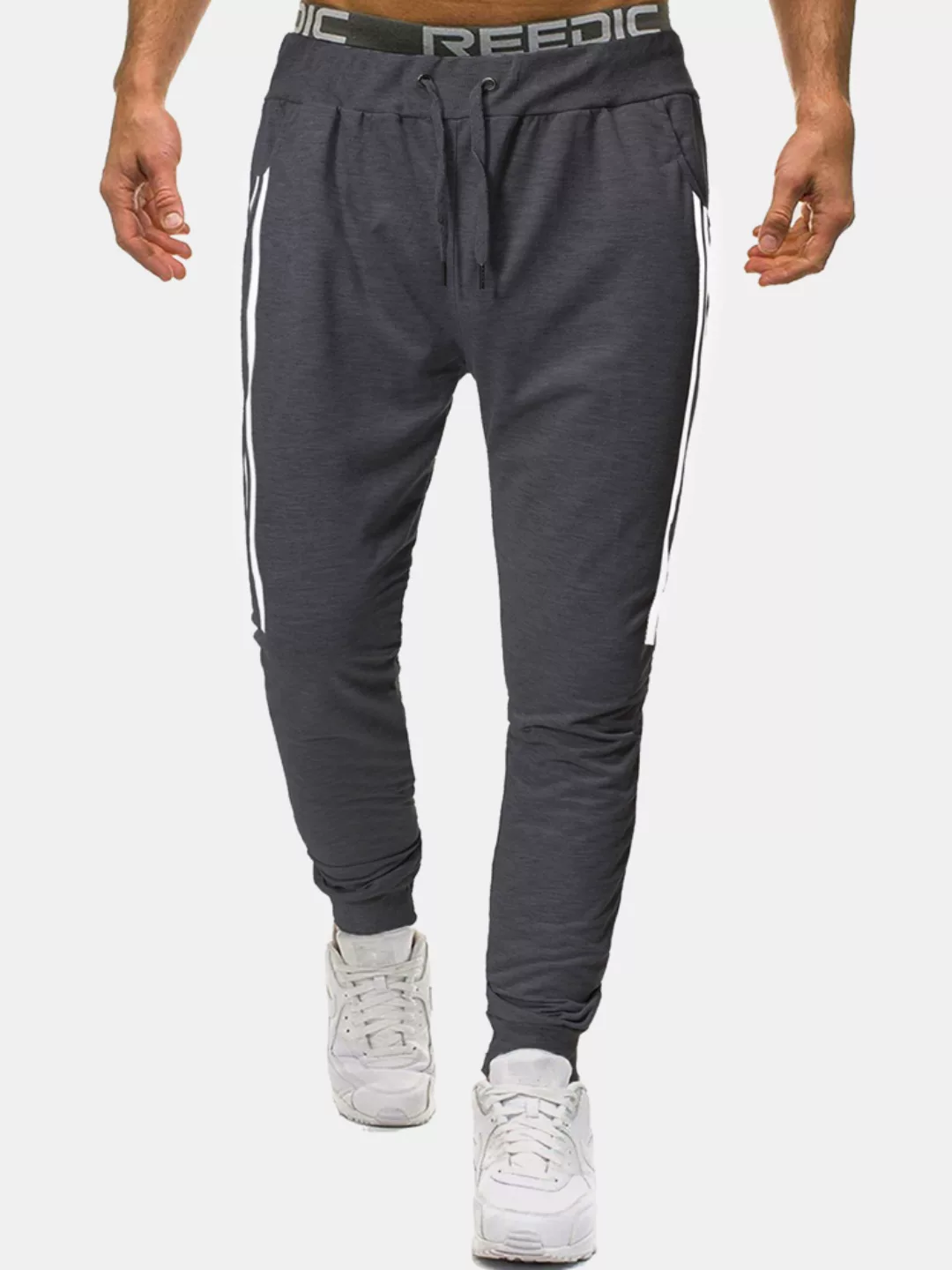 Herren Baumwolle seitliche Doppeltaschen Casual Sport Fit Jogginghose mit K günstig online kaufen