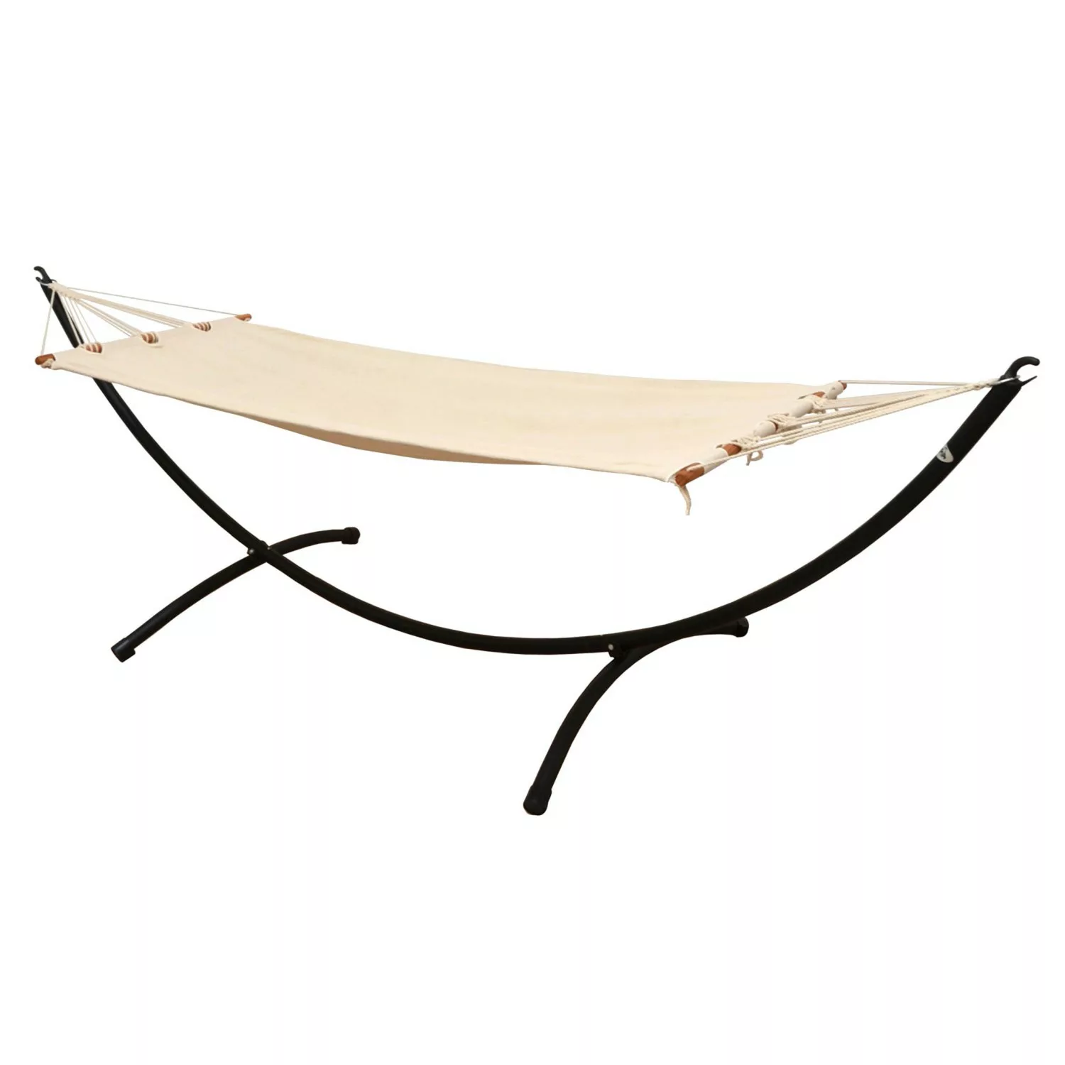 AMANKA Hängematte mit Gestell 300 x 100 cm Beige günstig online kaufen