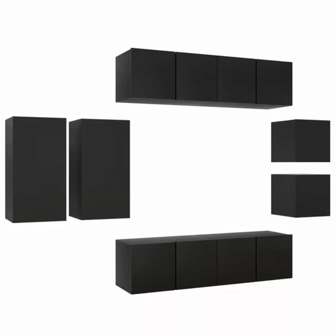 furnicato TV-Schrank 8-tlg. TV-Schrank-Set Schwarz Holzwerkstoff günstig online kaufen