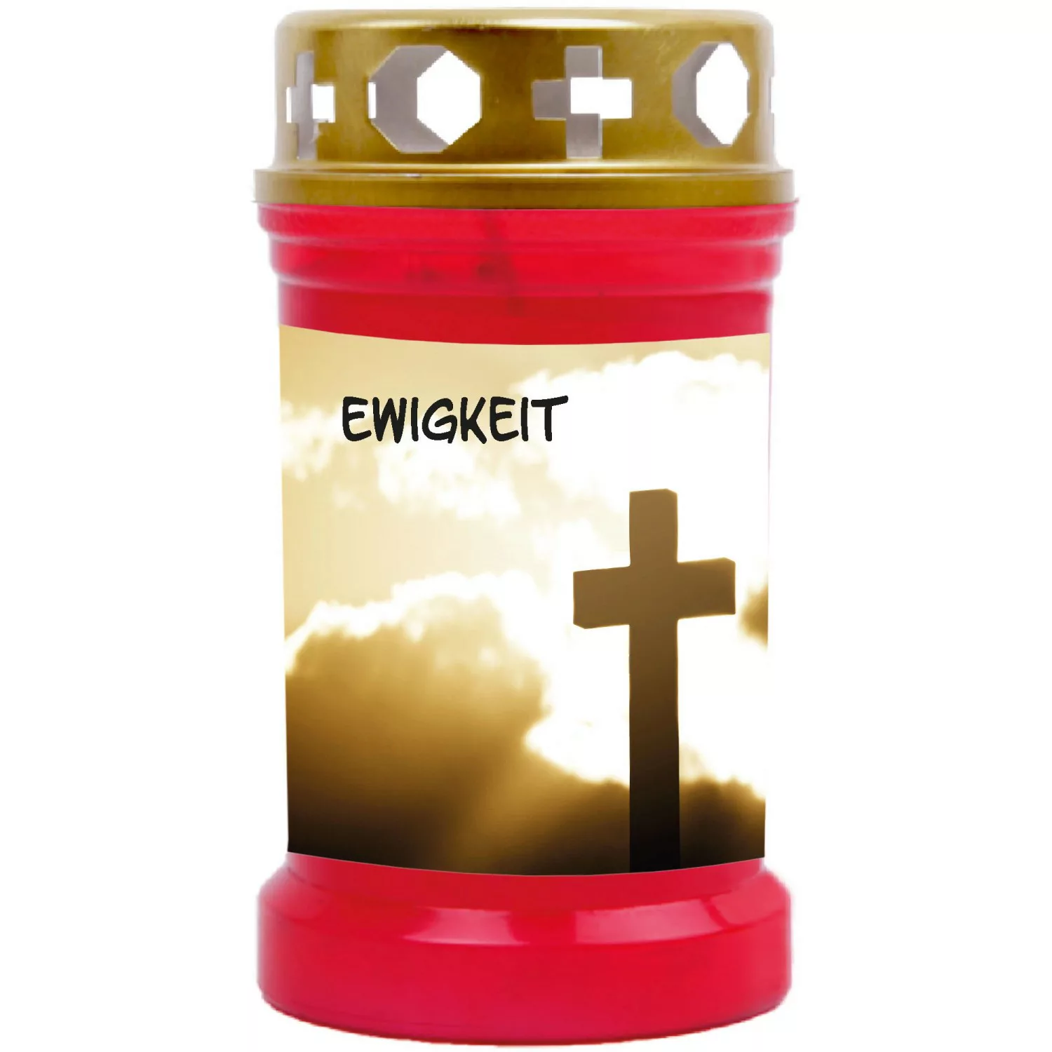 HS Candle Grabkerze Rot 40h Inkl. Deckel Gold Ewigkeit günstig online kaufen