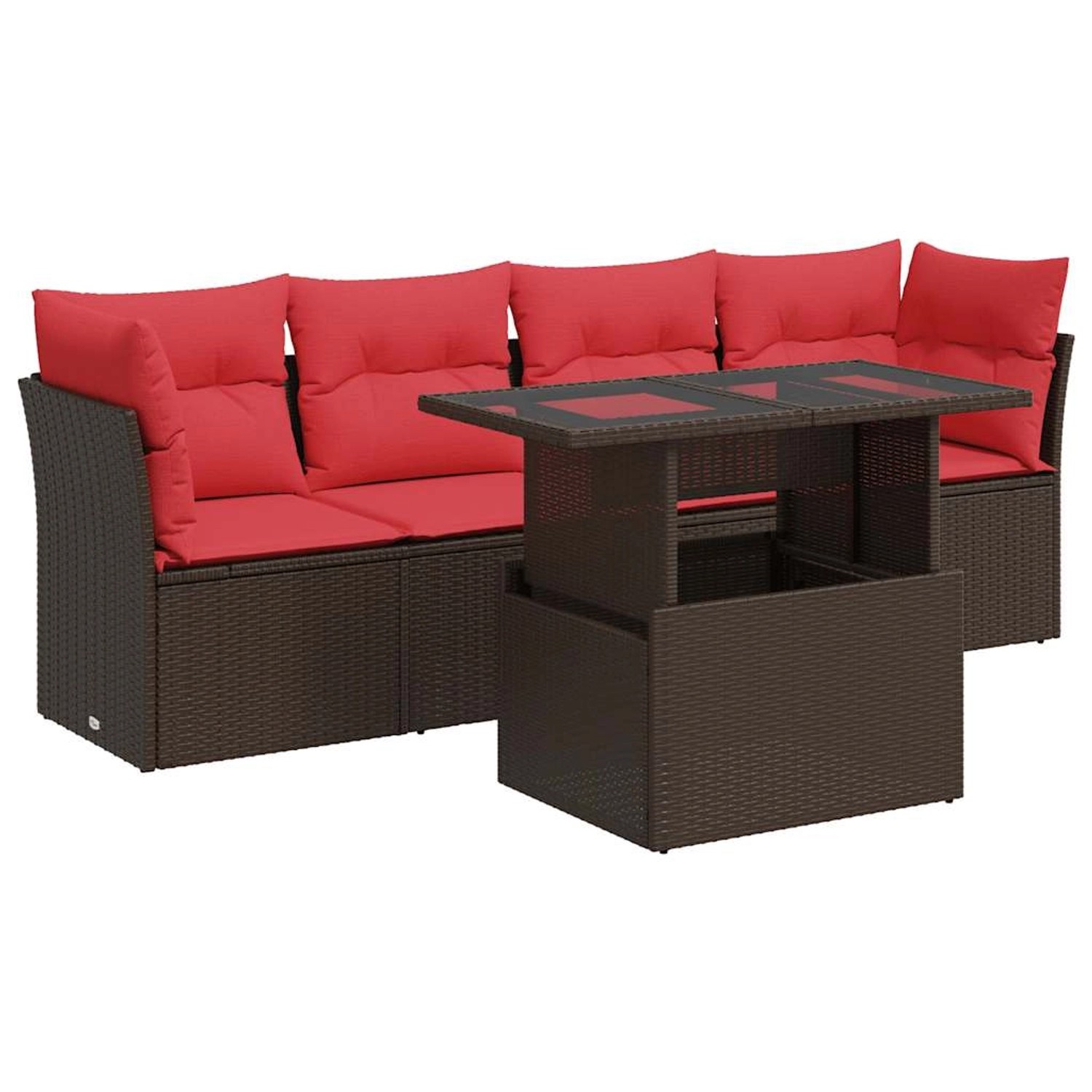vidaXL 5-Tlg Garten-Sofagarnitur mit Kissen Braun Poly Rattan Akazie 332609 günstig online kaufen