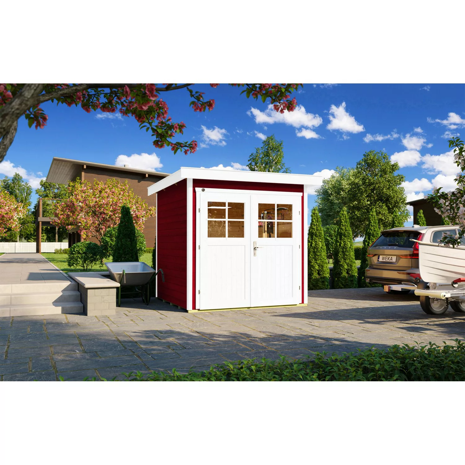 Weka Holz-Gartenhaus Gartenhaus 227 Flachdach Lasiert 253 cm günstig online kaufen