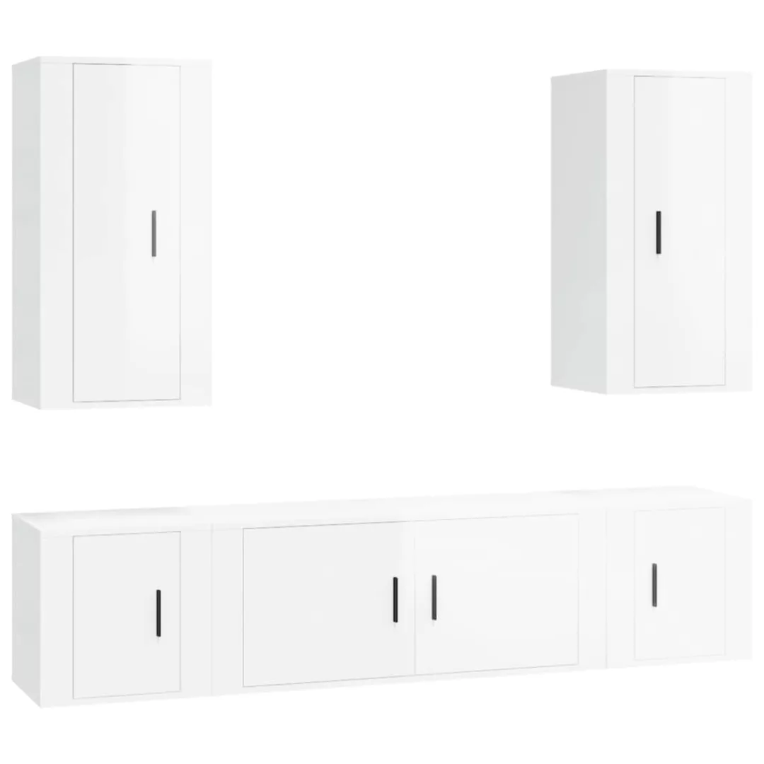 Vidaxl 5-tlg. Tv-schrank-set Hochglanz-weiß Holzwerkstoff günstig online kaufen