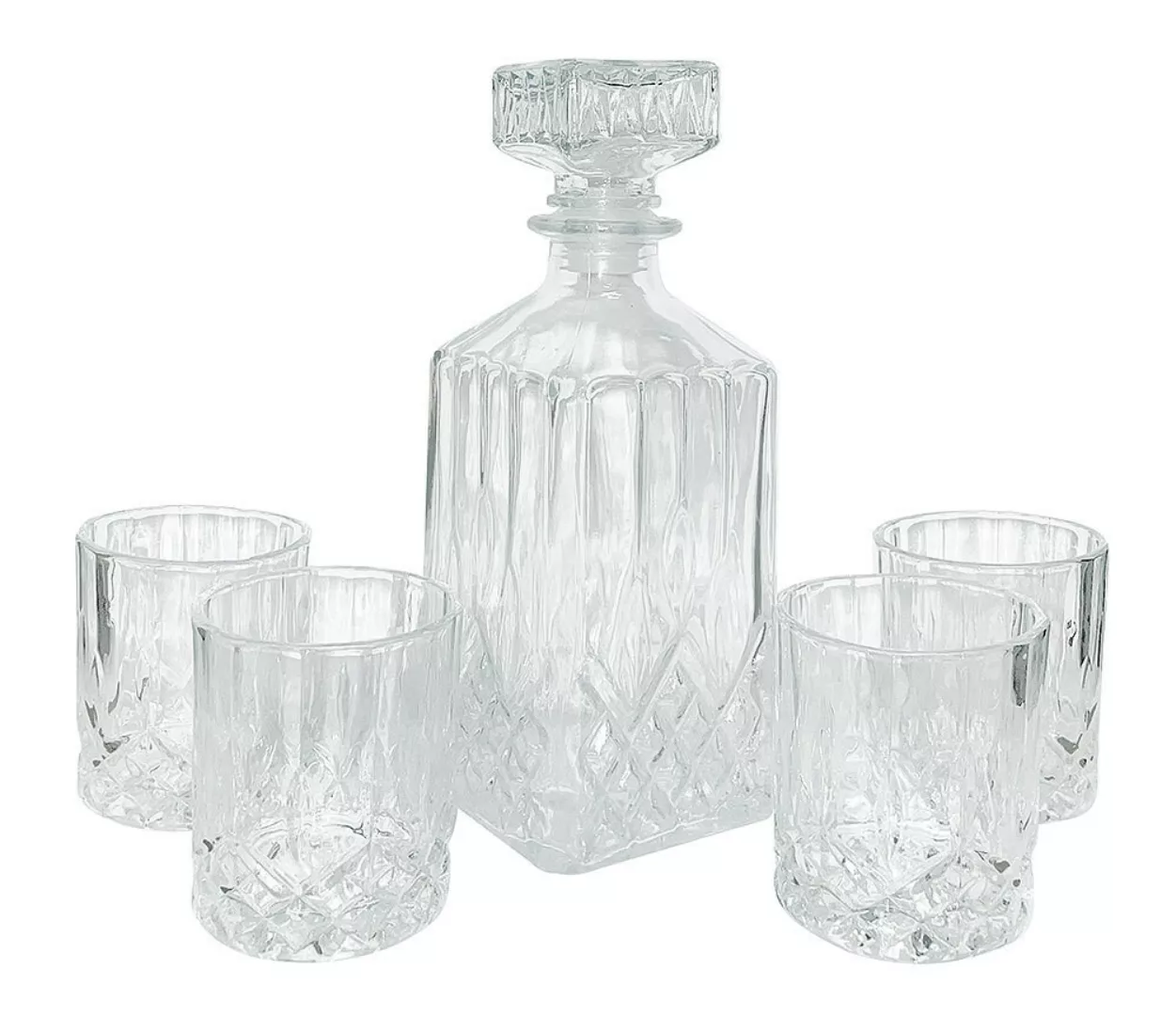 Whisky Karaffe Set Whiskey Glaskaraffe Dekanter Whiskydekanter + 4 Gläser günstig online kaufen