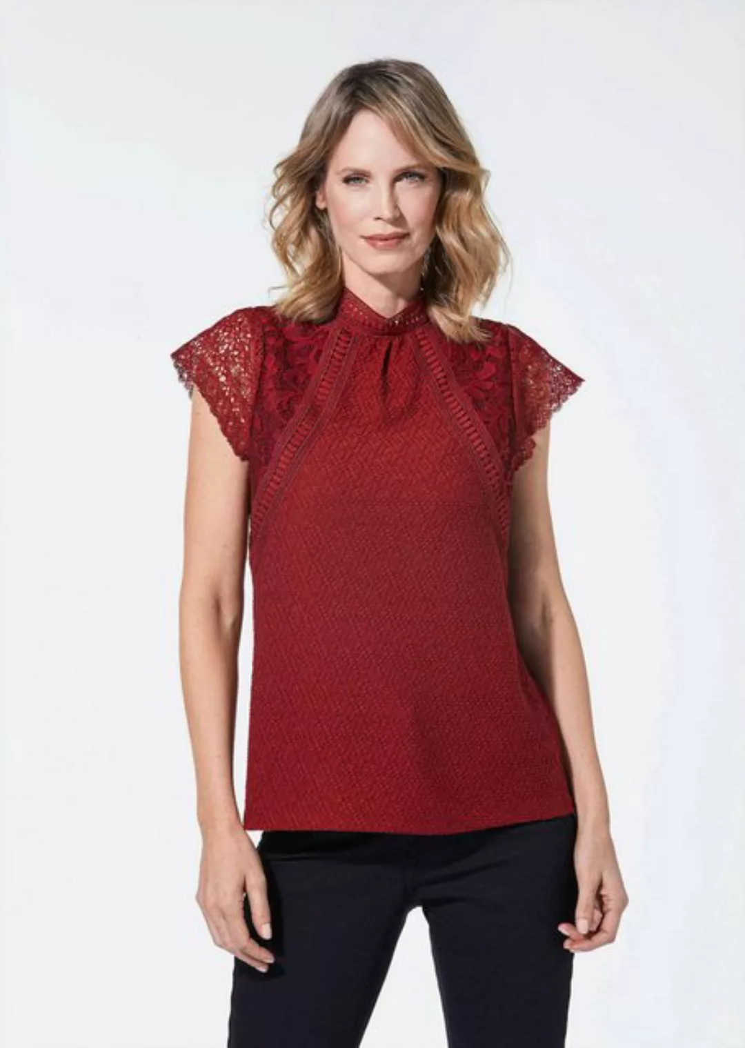 cable & gauge T-Shirt Elegantes Spitzenshirt günstig online kaufen