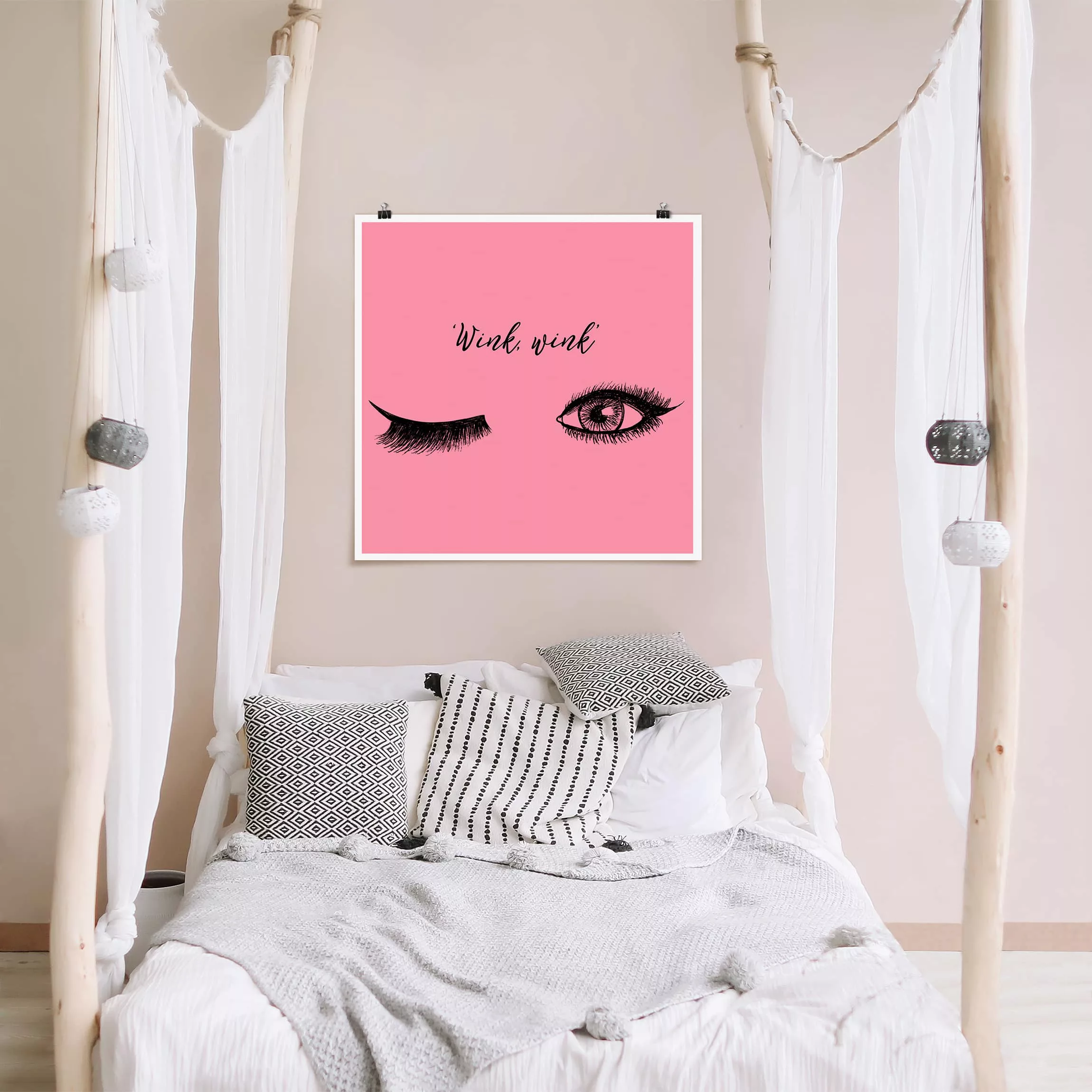 Poster - Quadrat Wimpern Chat - Wink günstig online kaufen