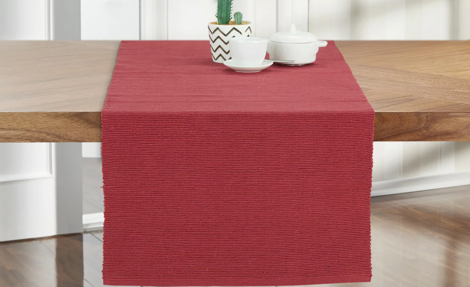 HOME STORY Tischläufer  Rip - rot - reine Baumwolle - 40 cm - Sconto günstig online kaufen