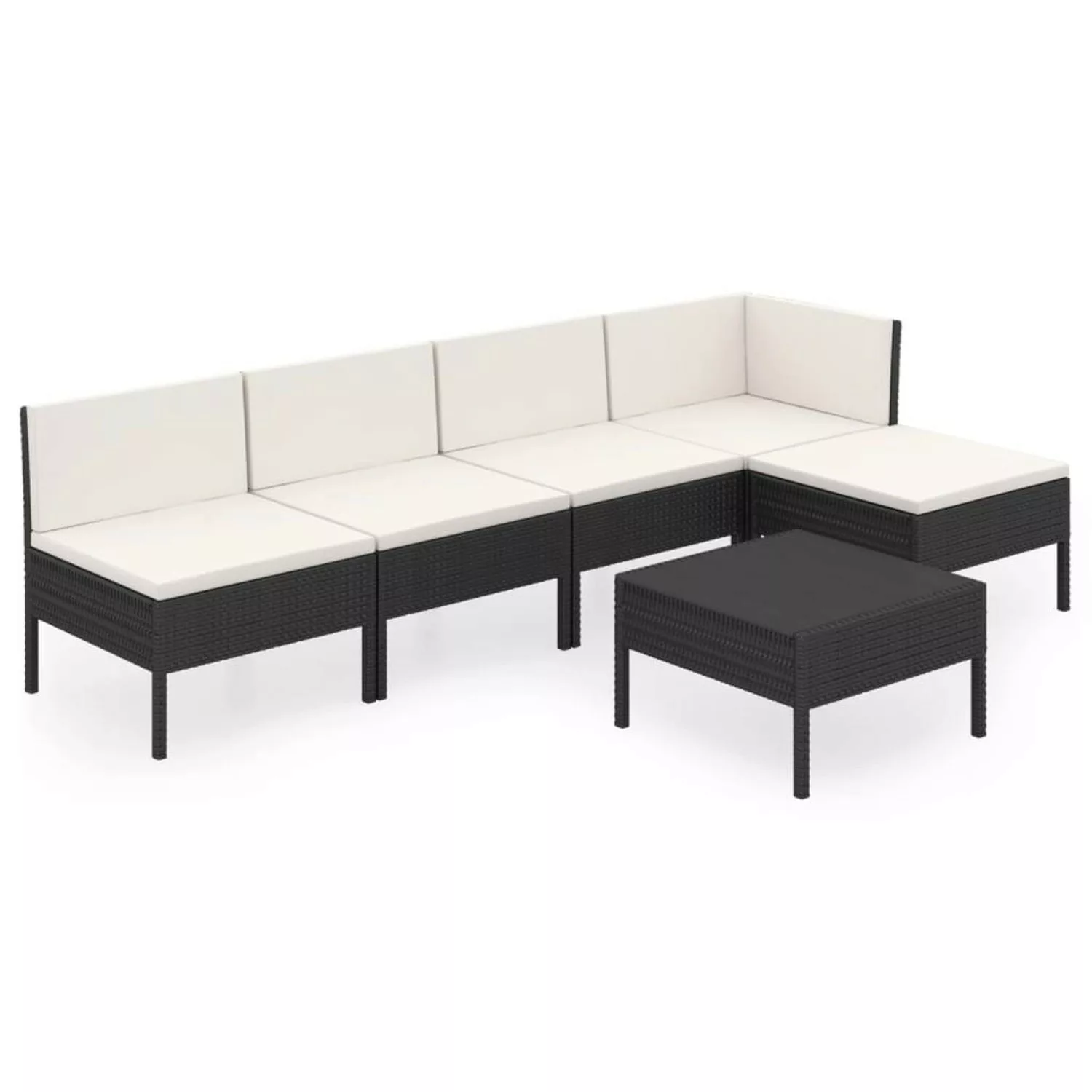 6-tlg. Garten-lounge-set Mit Auflagen Poly Rattan Schwarz günstig online kaufen