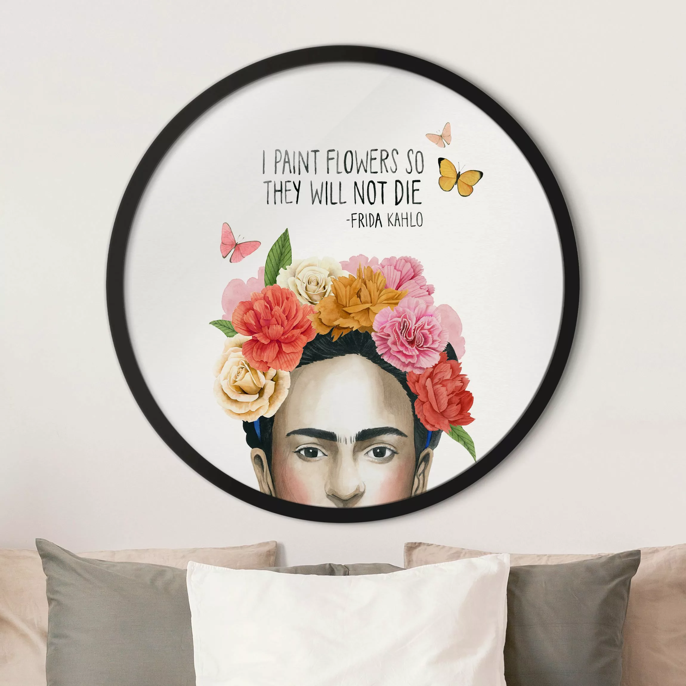 Rundes Gerahmtes Bild Fridas Gedanken - Blumen günstig online kaufen
