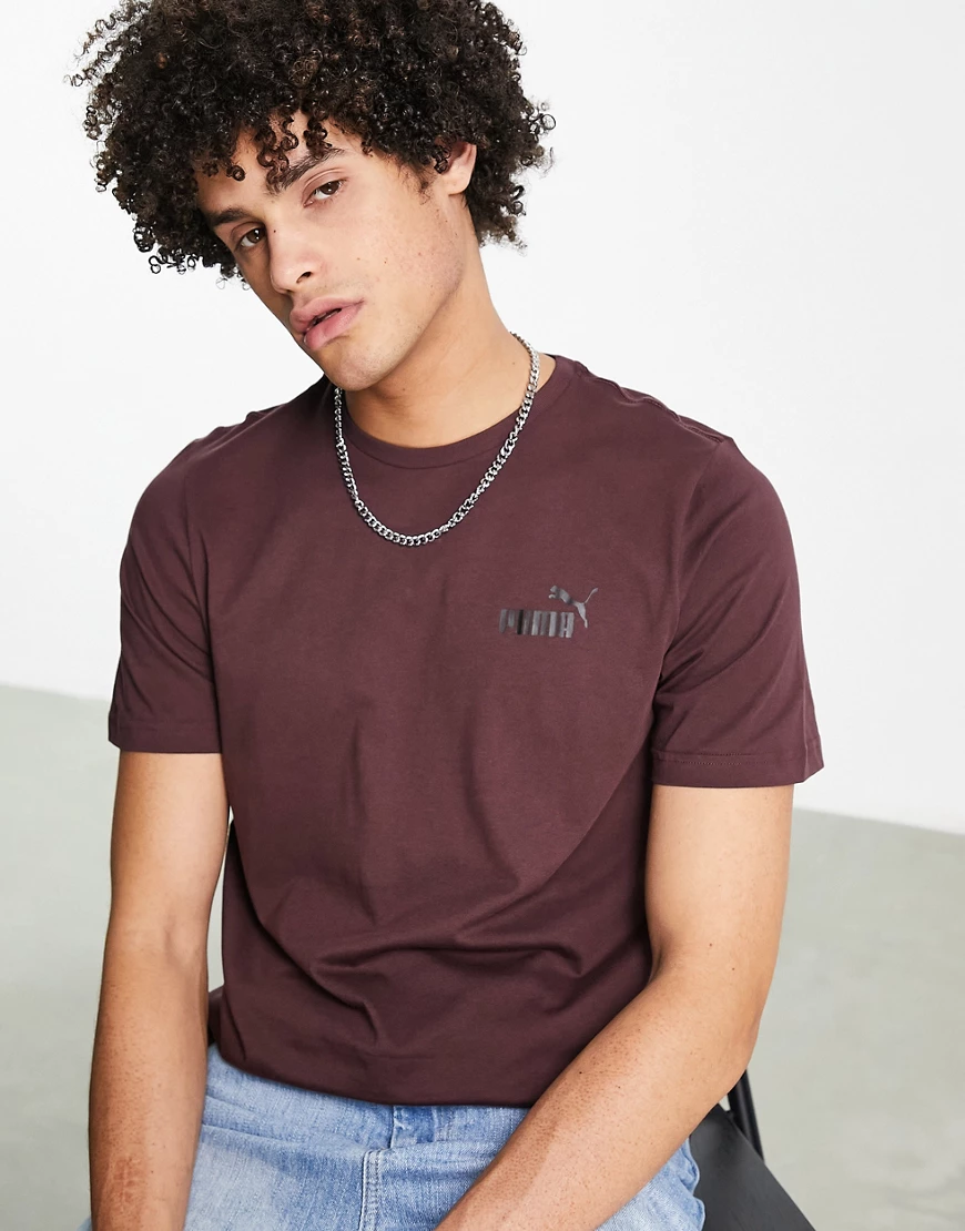 Puma – Essentials – T-Shirt in Burgunderrot mit kleinem Logo günstig online kaufen
