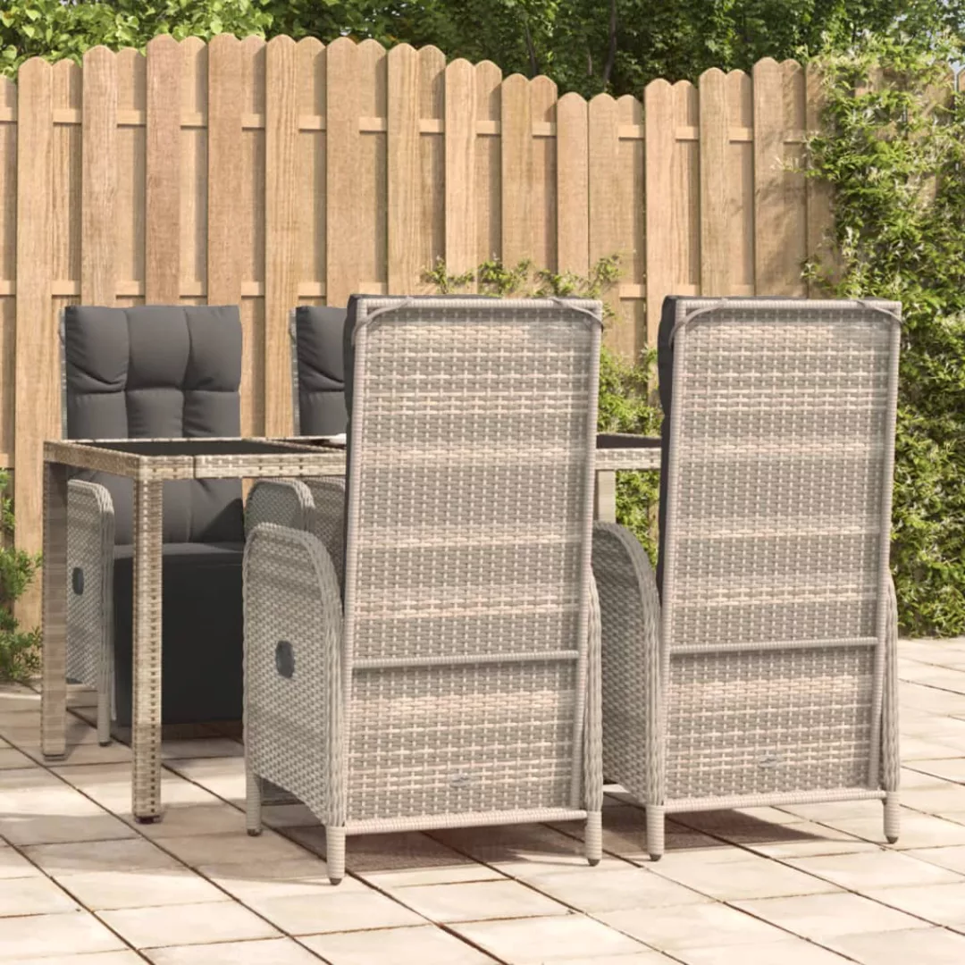 Vidaxl 5-tlg. Garten-essgruppe Mit Kissen Grau Poly Rattan günstig online kaufen