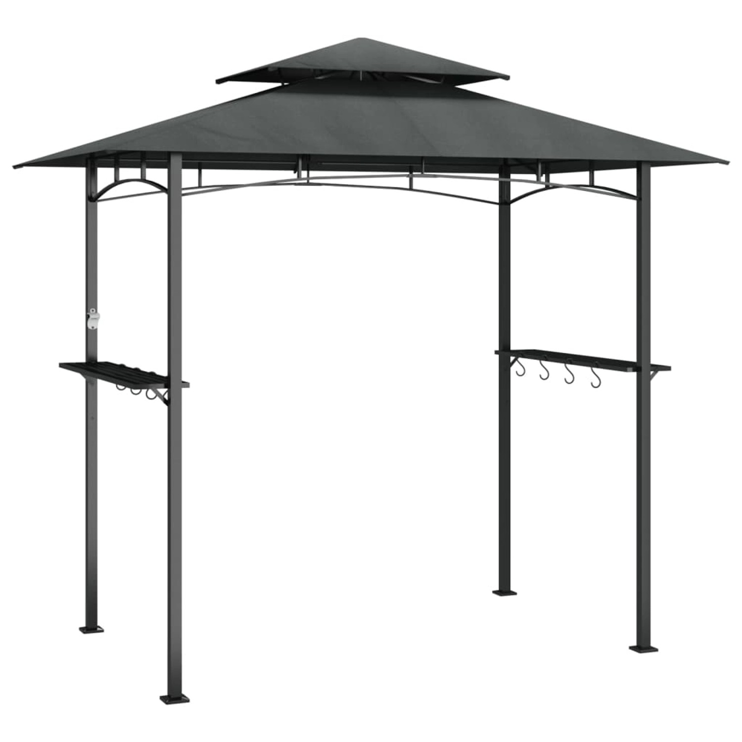 vidaXL Grillpavillon mit Seitenregalen Anthrazit 240x150x243 cm Stahl günstig online kaufen