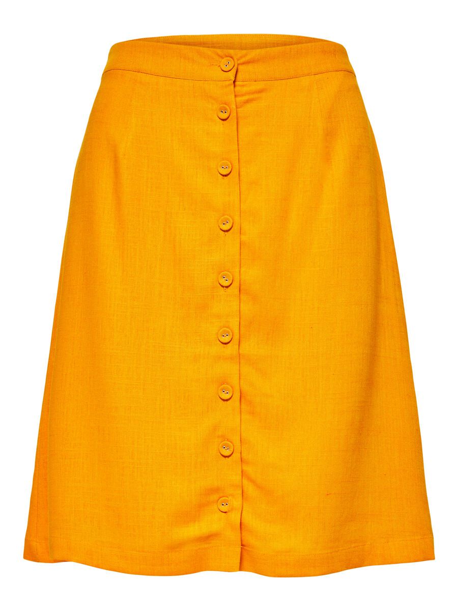 SELECTED Leinenmix Midirock Damen Orange günstig online kaufen