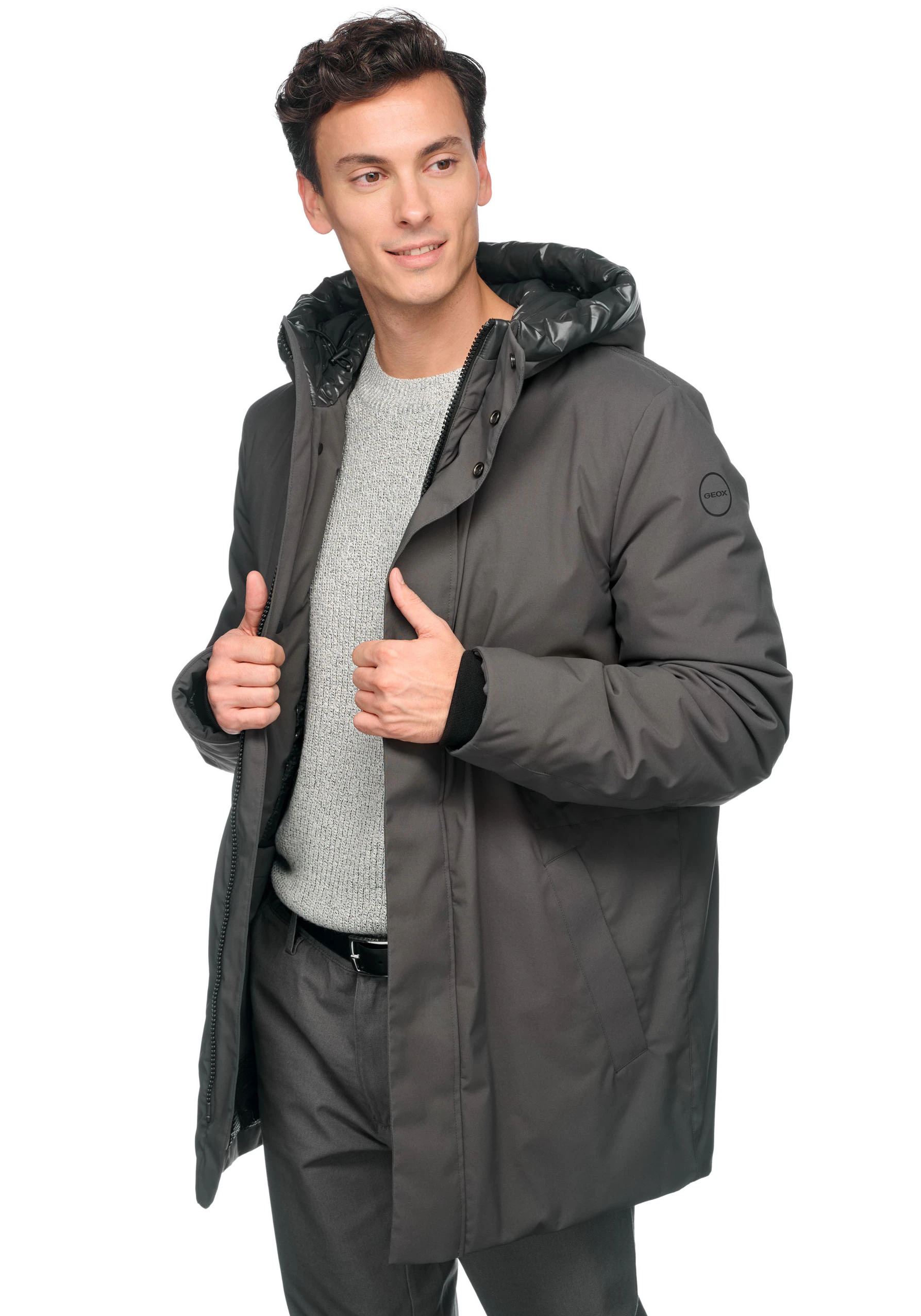 Geox Langjacke SPHERICA mit verdecktem Reißverschluss & Druckern, Leistenta günstig online kaufen