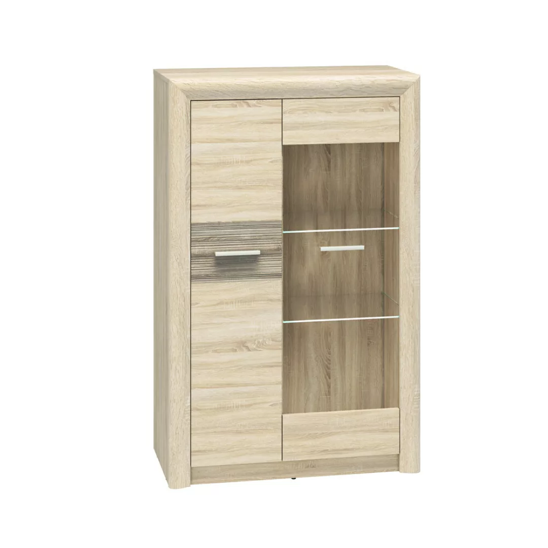 Highboard Vitrine in Kiefer hell 85 cm CORK-131 günstig online kaufen