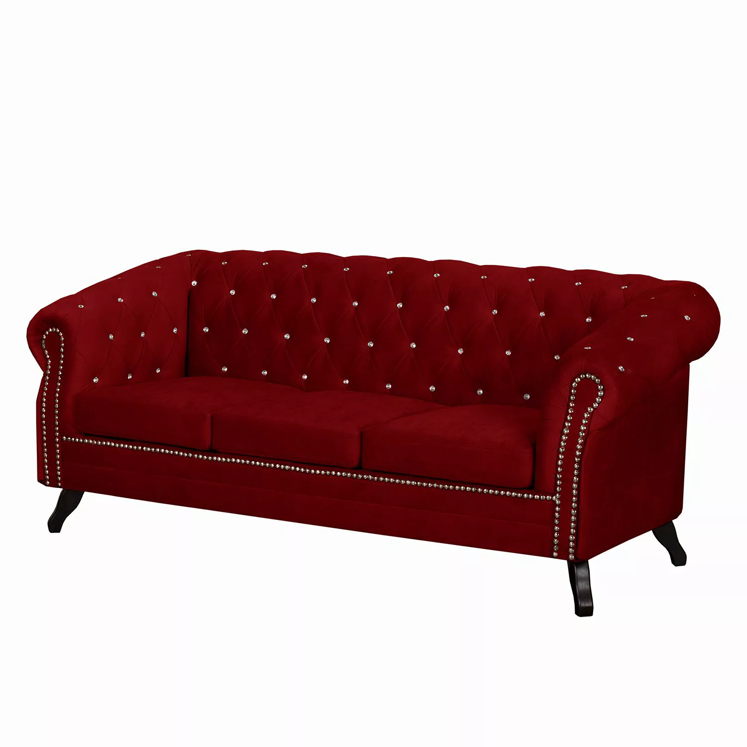 home24 Jack & Alice Sofa Benavente I 3-Sitzer Rot Microfaser 195x84x88 cm günstig online kaufen