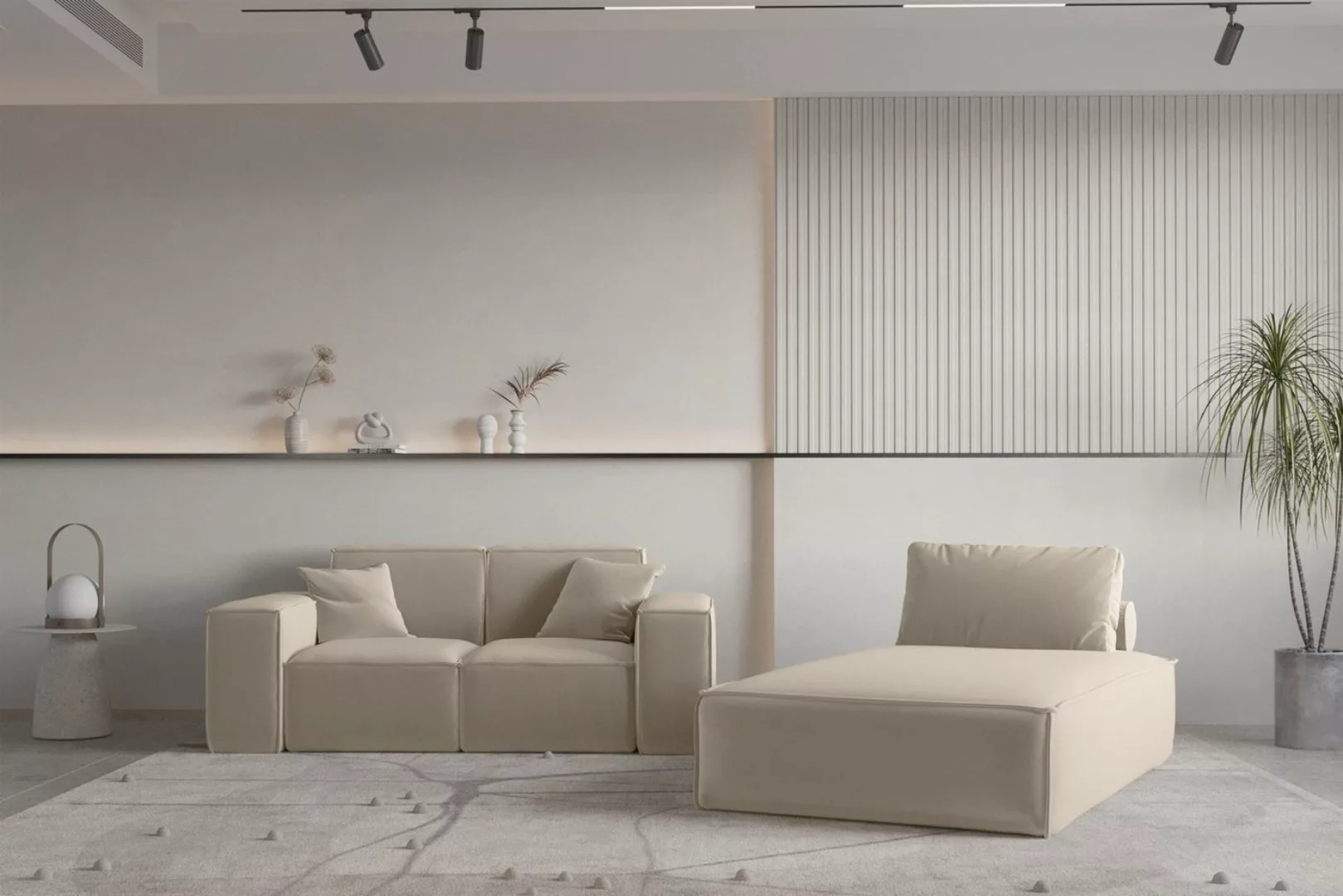 Fun Möbel Polstergarnitur Sofa-Set 2-teilig Chaiselongue und Sofa 2-Sitzer günstig online kaufen