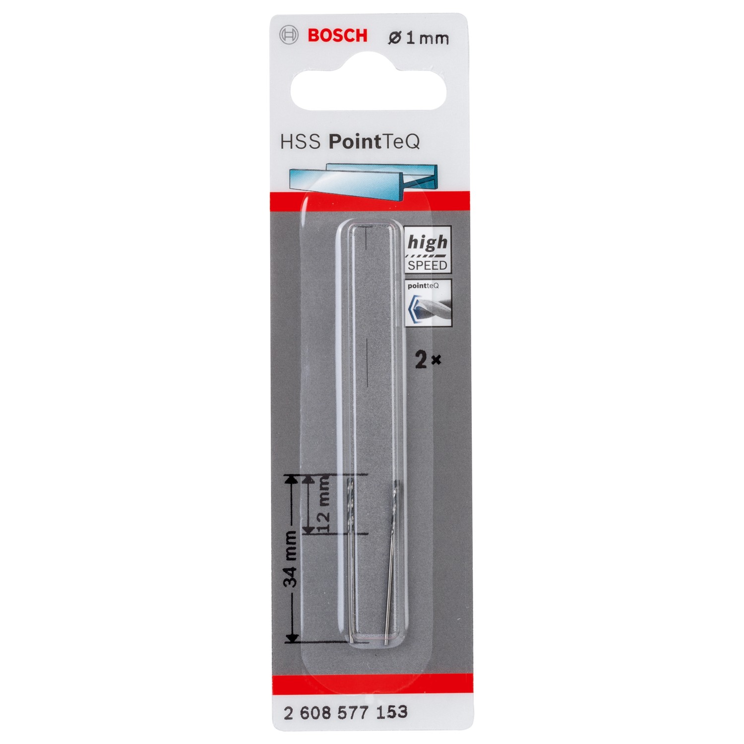 Bosch HSS-Spiralbohrer PointTeQ Ø 1 mm x 12 mm x 34 mm 2 Stück günstig online kaufen